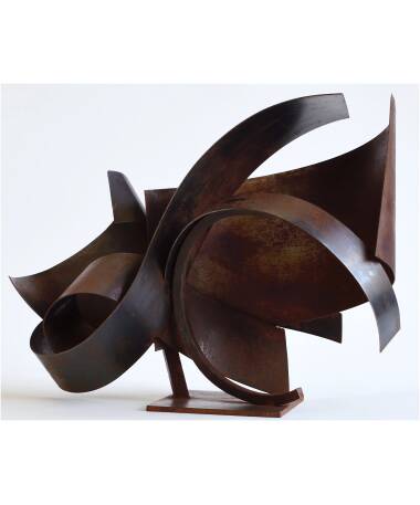 aceituneras iron abstract sculpture by artist pablo lara